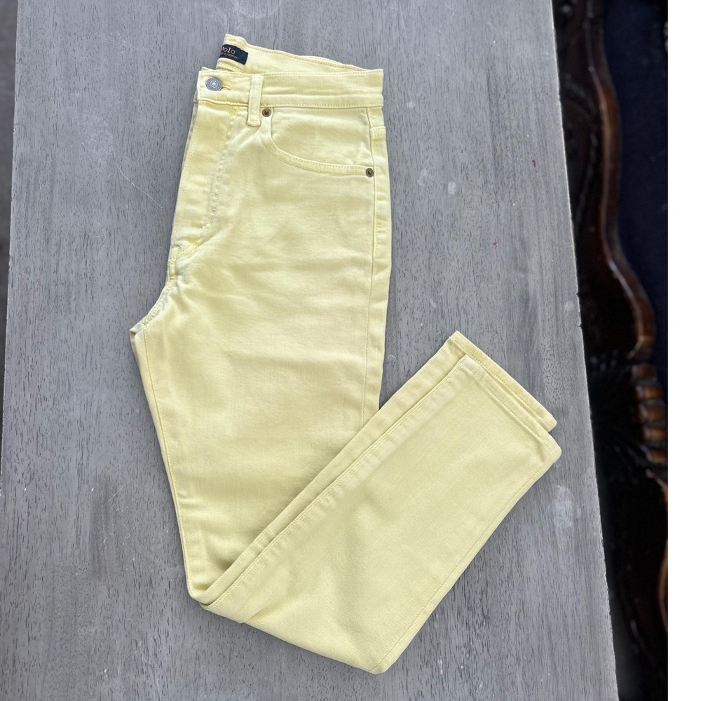 Polo Ralph Lauren The Callen High Rise Slim Jeans Yellow Denim Sz 28 RN41381